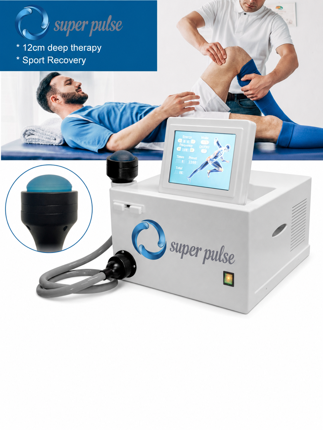 Super Pulse focused pulsewave therapy device — 12cm deep therapy and sport recovery by Oxygen Health Systems